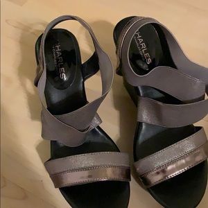 Charles David Wedge sandals in silver size 7.5